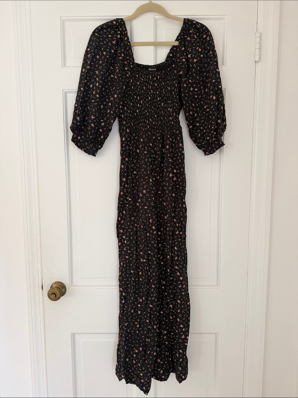 Madewell Black Romper with Pink Floral Print